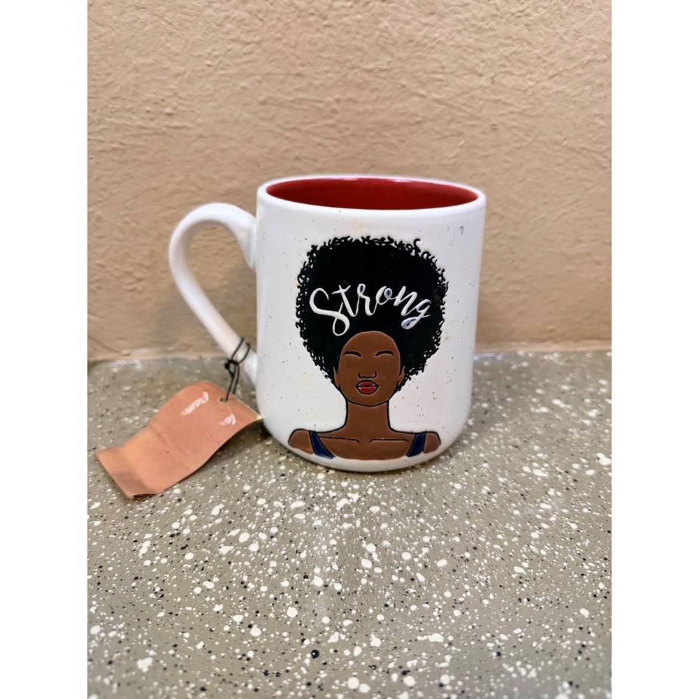 Sheffield Home Forward Together Strong Black Woman Afro Ceramic Mug White Red